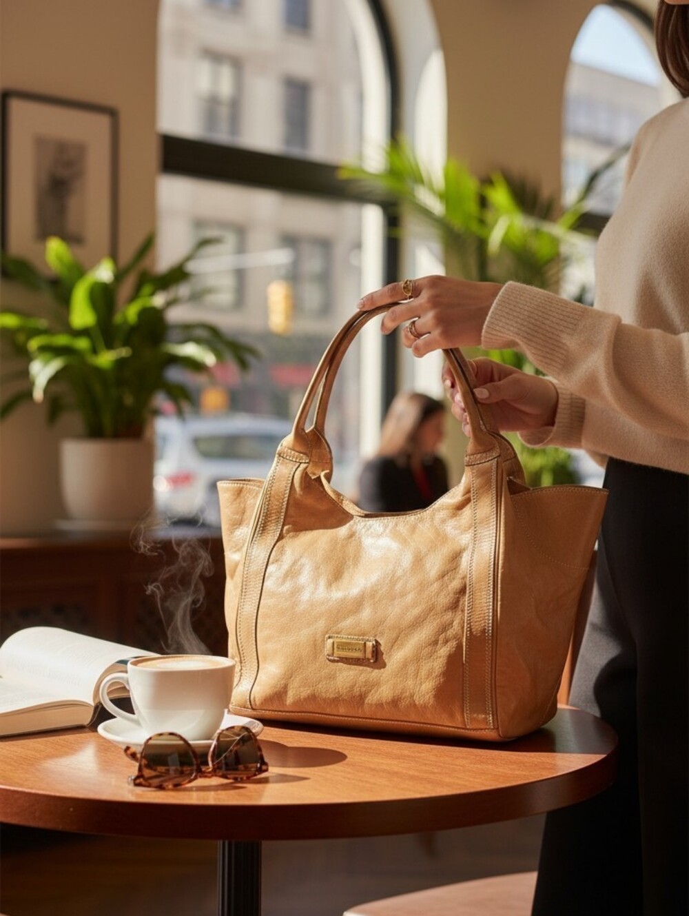 Ferchi Genuine Leather Slouchy Hobo Bag